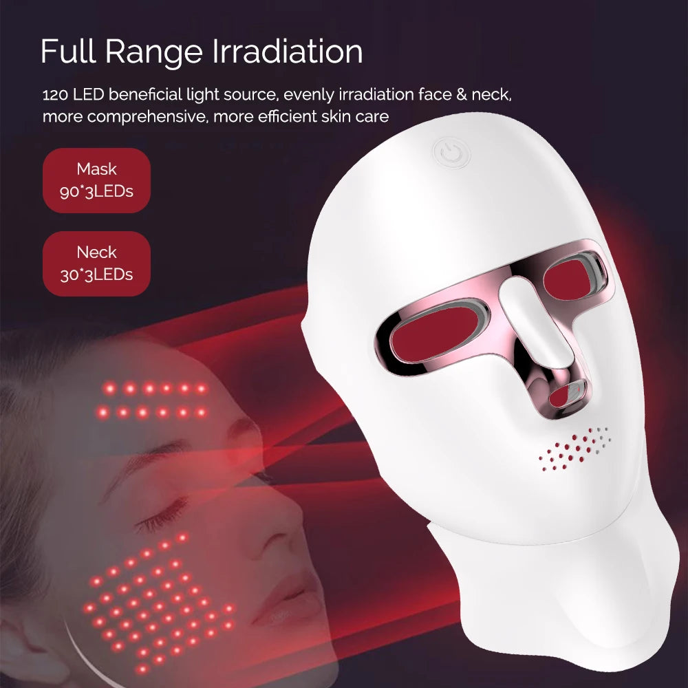 Wireless 7-Color LED Face & Neck Mask – Anti-Aging & Skin Repair