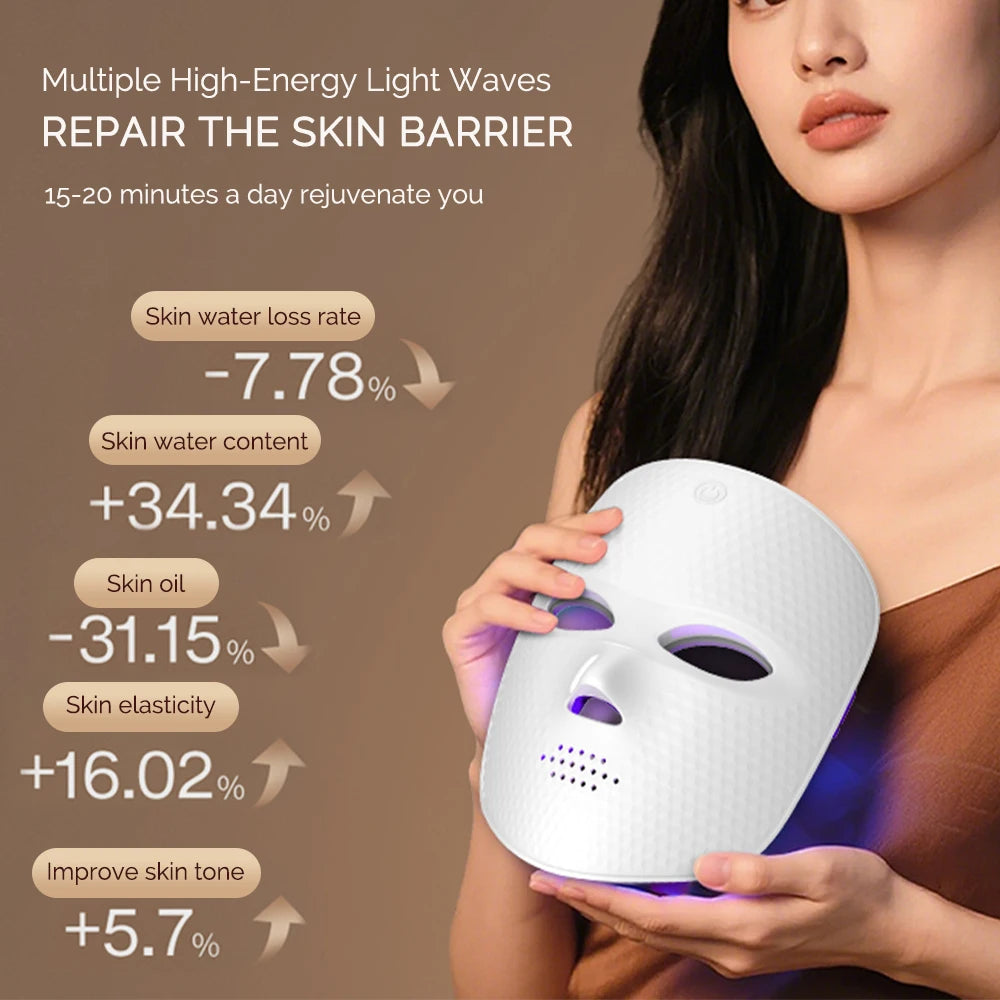 7-Color LED Facial Mask – Wireless Skin Rejuvenation & Wrinkle Care