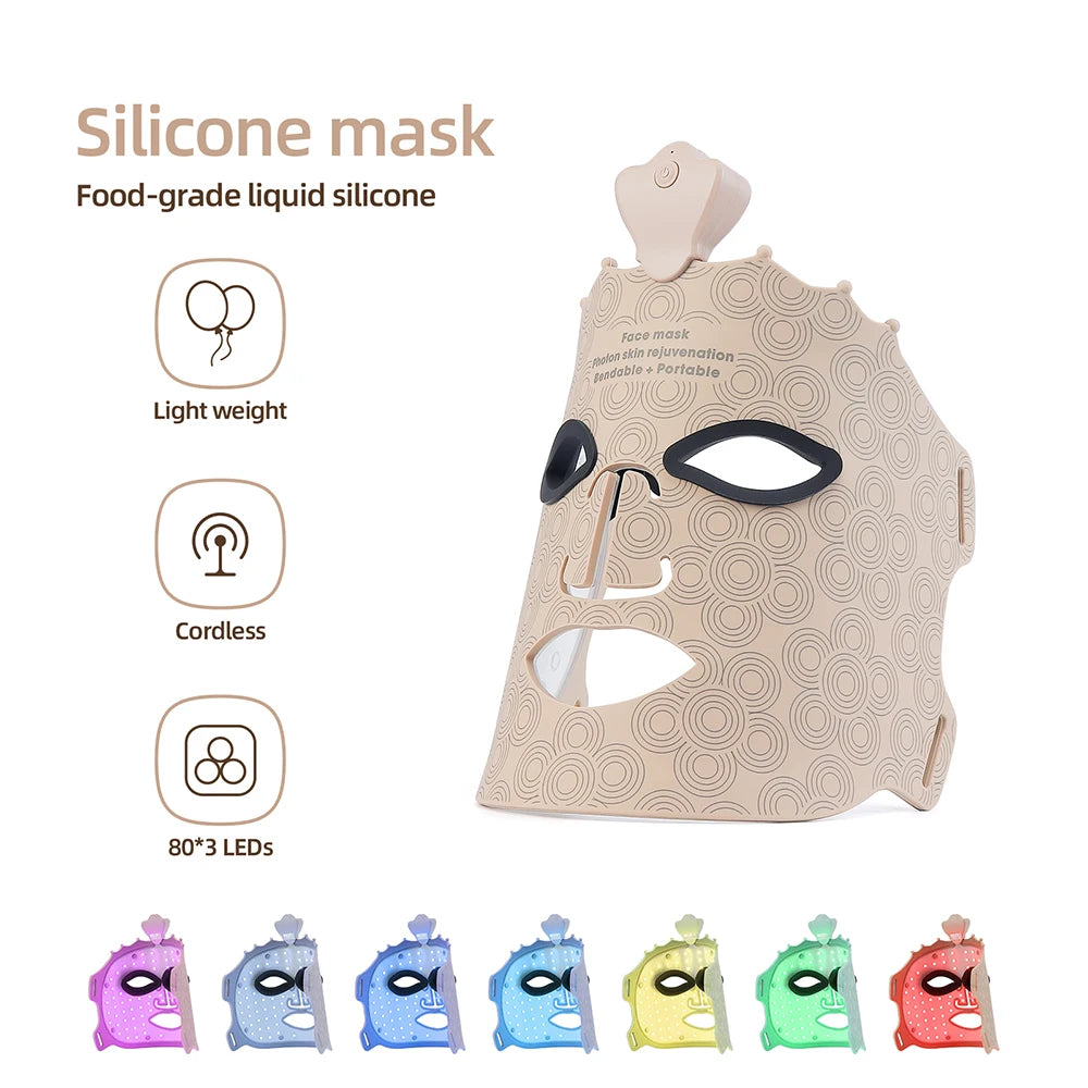 3D Silicone LED Face Mask – 7-Color Photon Therapy & Skin Repair