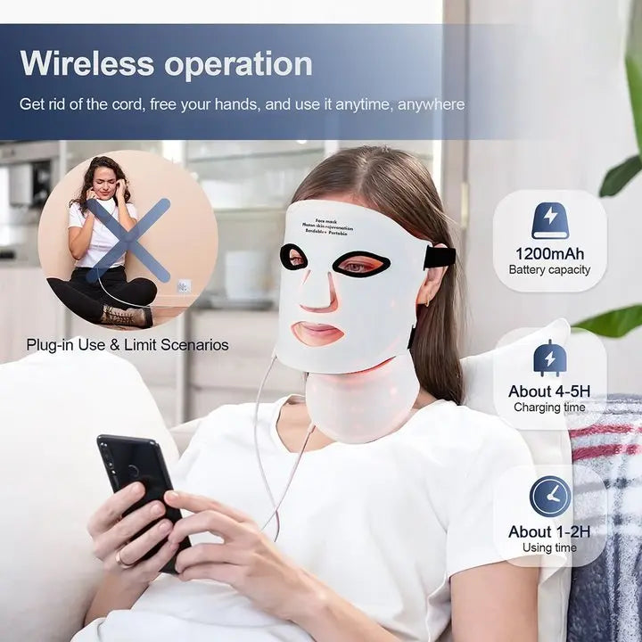 Silicone LED Face & Neck Mask – 7-Color Photon & Infrared Therapy