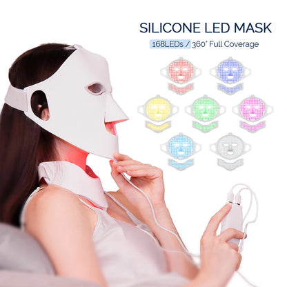 3D Flexible Silicone LED Face & Neck Mask – 7-Color Light Therapy