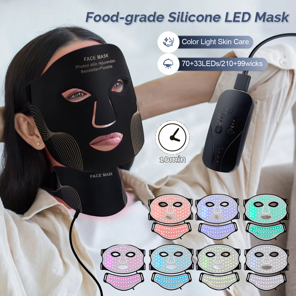 Silicone LED Face & Neck Mask – 7-Color Photon & Infrared Therapy