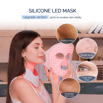 3D Flexible Silicone LED Face & Neck Mask – 7-Color Light Therapy